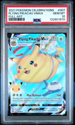 2021 POKEMON CELEBRATIONS #007 FULL ART/FLYING PIKACHU VMAX PSA 10 - Image 1