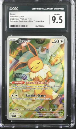 CGC 9.5 Eevee 173 Pokemon Prismatic Evolutions ETB 2025 Black Star Promos - Image 1