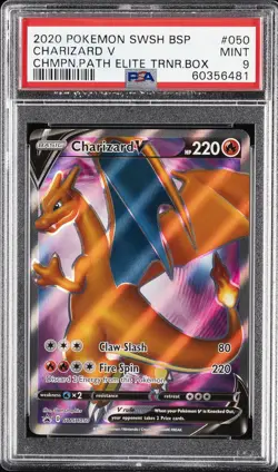 2020 POKEMON SWSH BLACK STAR PROMO #050 CHARIZARD V PSA 9 - Image 1