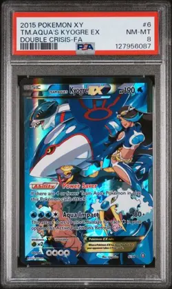 2015 POKEMON XY DOUBLE CRISIS #6 FULL ART/TEAM AQUA'S KYOGRE EX PSA 8 - Image 1