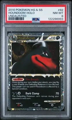 2010 POKEMON HEARTGOLD & SOULSILVER UNDAUNTED #82 HOUNDOOM-HOLO PSA 8 - Image 1