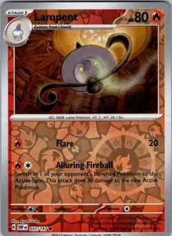 Pokemon TCG Lampent S&V Obsidian Flames 037/197 Reverse Holo Common Card NM - Image 1