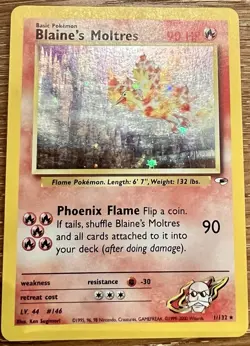 Pokemon TCG Blaine's Moltres Gym Heroes Holo Card - Image 1