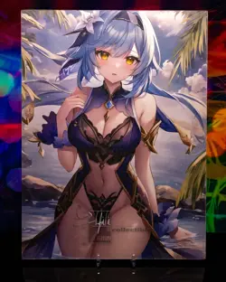 Oversized A4 Premium Waifu Card Eula Genshin Impact Double-sided Foil-lined - Image 2