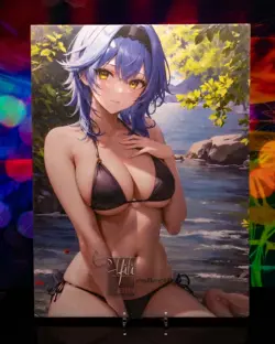 Oversized A4 Premium Waifu Card Eula Genshin Impact Double-sided Foil-lined - Image 3