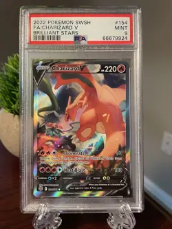 Charizard V Alt Full Art 154/172 Pokemon Cards Brilliant Stars PSA 9 MINT - Image 1