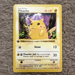 Pokemon Pikachu Red Cheeks First Edition Shadowless Card - Image 1