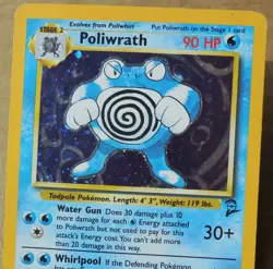 Poliwrath 15/130 Rare Holo Base 2 Set Pokemon Card Major Edge Wear MP/HP - Image 2