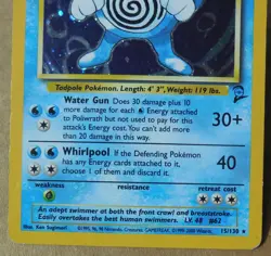 Poliwrath 15/130 Rare Holo Base 2 Set Pokemon Card Major Edge Wear MP/HP - Image 3