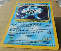 Poliwrath 15/130 Rare Holo Base 2 Set Pokemon Card Major Edge Wear MP/HP - Image 4
