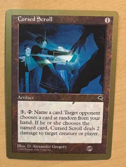 Cursed Scroll 1998 MTG World Championship Card Brian Hacker, NM-MT, Artifact - Image 1