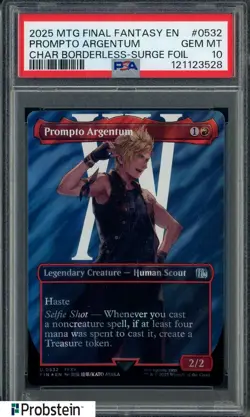 2025 MTG Final Fantasy Borderless Surge Foil #0532 Prompto Argentum PSA 10 - Image 1