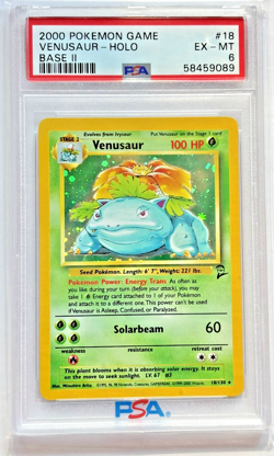 2000 Venusaur Holo Rare PSA 6 EX-MT Base Set 2 WOTC Pokemon TCG REGRADE WORTHY - Image 1