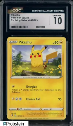 2021 Pokemon Evolving Skies #049/203 Pikachu CGC 10 GEM MINT - Image 1