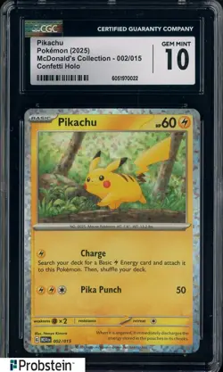 2025 Pokemon Mcdonald's Collection #002/015 Pikachu Confetti Holo CGC 10 - Image 1