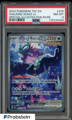 2024 Pokemon TEF EN SIR #205 Walking Wake Ex PSA 8 NM-MT - Image 1
