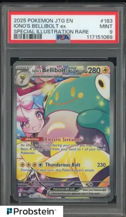 2025 Pokemon JTG EN Illustration Rare #183 Iono's Bellibolt Ex PSA 9 MINT - Image 1