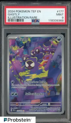 2024 Pokemon TEF EN Illustration Rare #177 Gastly PSA 9 MINT - Image 1