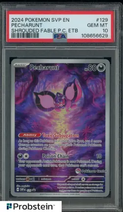 2024 Pokemon SVP EN Shrouded Fable P.C. ETB Promo #129 Pecharunt PSA 10 - Image 1