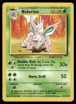 1999 Classic - Base Set Nidorino VTG UNplayed Stage 1/Uncommon #37 WOTC TGC - Image 1