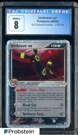 2005 Pokemon Ex Unseen Forces #112/115 Umbreon Ex CGC 8 NM-MT - Image 1