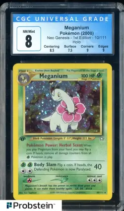 2000 Pokemon Neo Genesis 1st Edition #10/111 Meganium Holo CGC 8 NM-MT - Image 1