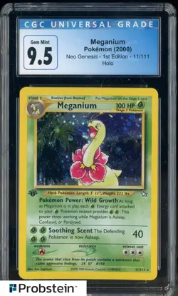 2000 Pokemon Neo Genesis 1st Edition #11/111 Meganium Holo CGC 9.5 GEM MINT - Image 1