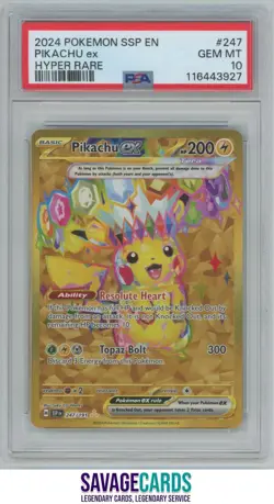 2024 Pokemon Scarlet & Violet Series - Surging Sparks Pikachu ex PSA 10 #247/191 - Image 1