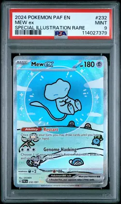 2024 POKEMON PAF EN-PALDEAN FATES SPECIAL ILLUSTRATION RARE #232 MEW EX PSA 9 - Image 1