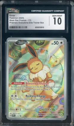 2025 Pokemon Black Star Promos 173 Eevee Prismatic Evolutions CGC 10 GEM MINT - Image 1