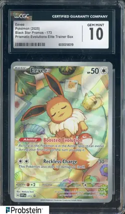 2025 Pokemon Black Star Promos 173 Eevee Prismatic Evolutions CGC 10 GEM MINT - Image 1