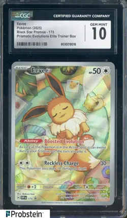 2025 Pokemon Black Star Promos 173 Eevee Prismatic Evolutions CGC 10 GEM MINT - Image 1