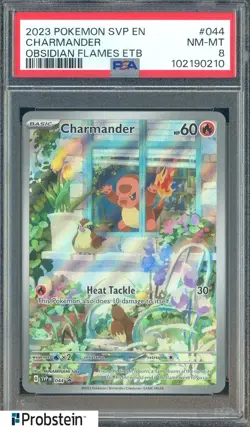 2023 Pokemon SVP EN Obisidian Flames ETB #044 Charmander PSA 8 NM-MT - Image 1