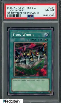 2003 Yu-Gi-Oh! 1st Edition SDP #024 Toon World PSA 8 NM-MT - Image 1