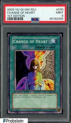 2003 Yu-Gi-Oh! 1st Edition SDJ #030 Change of Heart PSA 9 MINT - Image 1