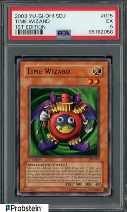 2003 Yu-Gi-Oh! 1st Edition SDJ #015 Time Wizard PSA 5 EX - Image 1