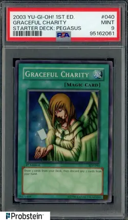 2003 Yu-Gi-Oh! 1st Edition SDP #040 Graceful Charity PSA 9 MINT - Image 1