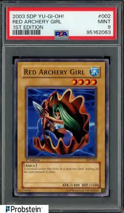 2003 Yu-Gi-Oh! 1st Edition SDP #002 Red Archery Girl PSA 9 MINT - Image 1