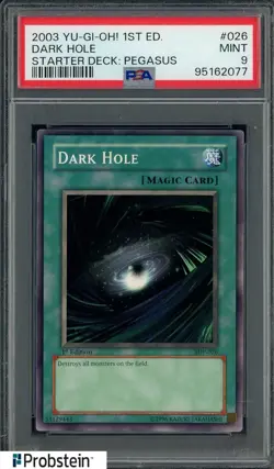 2003 Yu-Gi-Oh! 1st Edition SDP #026 Dark Hole PSA 9 MINT - Image 1