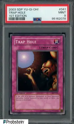 2003 Yu-Gi-Oh! 1st Edition SDP #041 Trap Hole PSA 9 MINT - Image 1