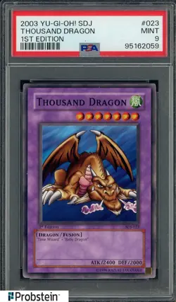 2003 Yu-Gi-Oh! 1st Edition SDJ #023 Thousand Dragon PSA 9 MINT - Image 1