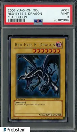 2003 Yu-Gi-Oh! 1st Edition SDJ #001 Red-Eyes B. Dragon PSA 9 MINT - Image 1