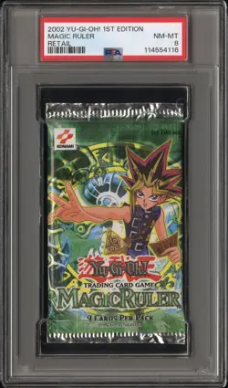 2002 Yu-Gi-Oh! Magic Ruler Booster Pack, 1st Edition, Graded PSA NM-MT 8! - Image 3