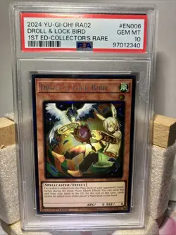 2024 Yugioh Psa 10 Droll & Lock Bird Alt Art 1st Ed Collector Rare Ra02-En006 - Image 1