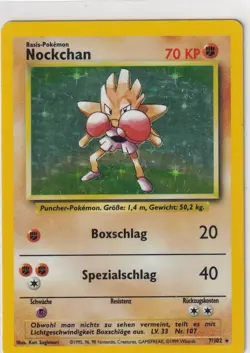 Pokemon Card Base Set No. 7/102 Hitmonchan Holo German 11 - Image 1