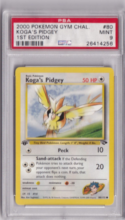 Pokemon Card 2000 Gym Challenge No. 80 Koga's Pidgey First Edition PSA 9 - Image 1