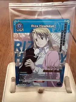 Union Arena TCG Foil Winner Card Riza Hawkeye UEPR/FMA-1-050 English Set of 2 - Image 1