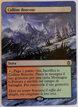 MtG Wooded Foothills Khans of Tarkir Italian Altered Art Extended & Borderless - Image 1