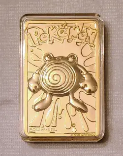 Pokemon POLIWHIRL 1999 Burger King 23k Gold Plated Card #61 Pokeball NEAR MINT - Image 2