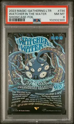 2023 MTG TALES OF MIDDLE-EARTH SHOWCASE FOIL #734 THE WATCHER IN THE WATER PSA 8 - Image 1